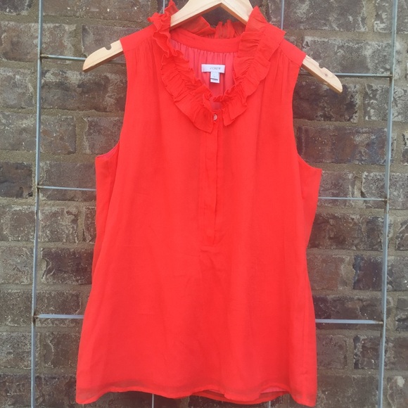 J. Crew Tops - J. Crew Vibrant Ruffled Top Blouse Size 6